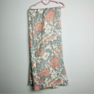 Vince Camuto Soft Multicolor Double sided Floral and Plaid Big Scarf